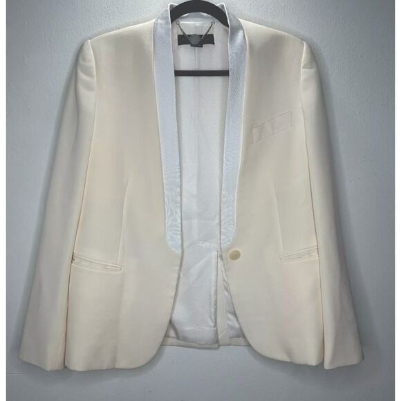 Stella McCartney Cream with White Lapel 1-Button Breast Pocket Blazer 42 / 12 - Picture 3 of 13
